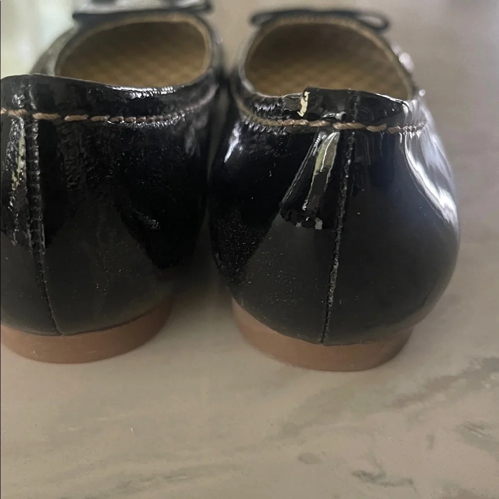 Martin + Osa black patent leather bow ballet flats size 7